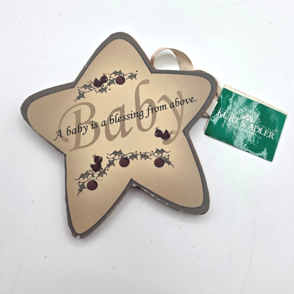 Kurt S. Adler A Baby‎ is a Blessing from Above Star Ornament Pat Isaac C0088